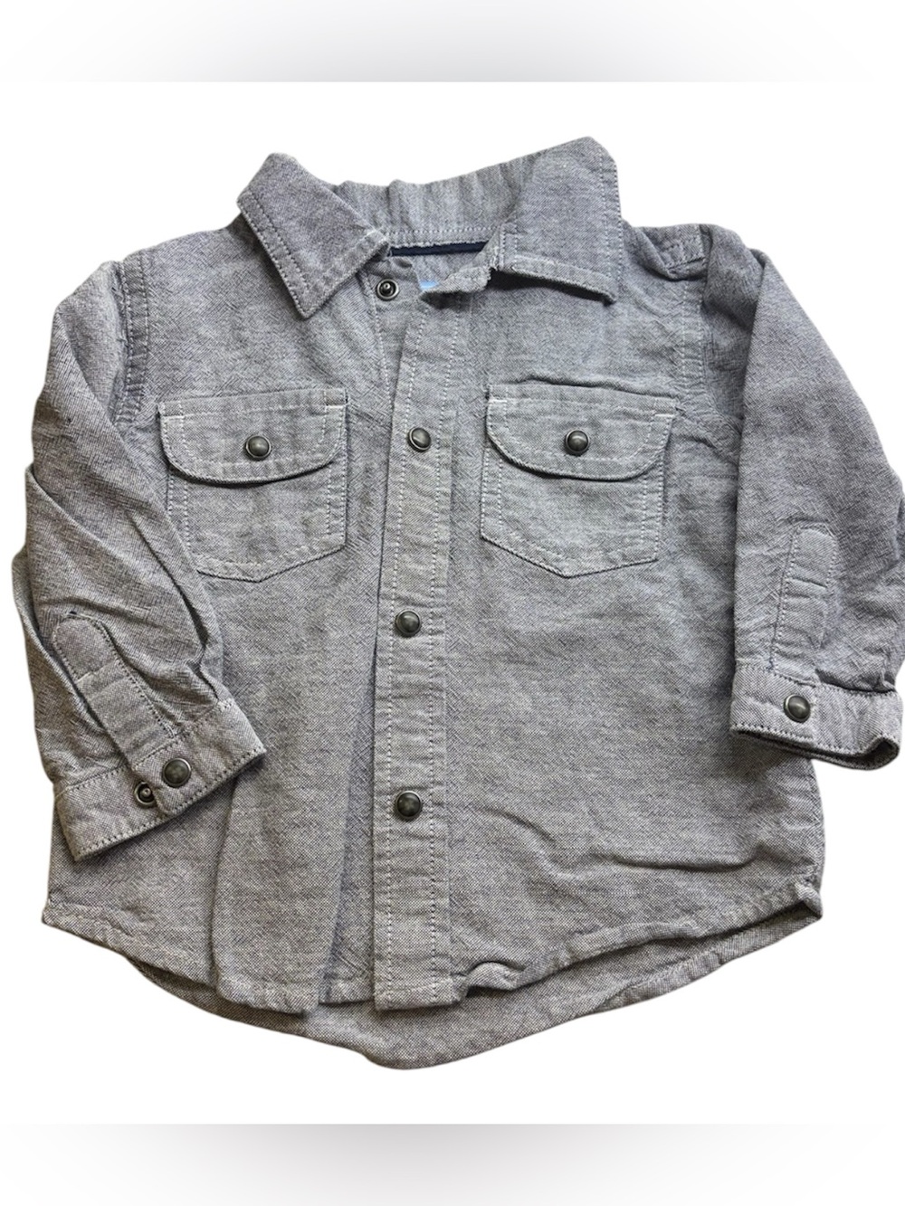 🟡Place Grey Button-Down Shirt with Chest Pockets